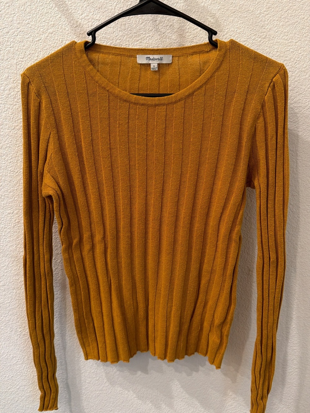 Madewell Ribbed Long Sleeve Mustard Yellow Sweater - Size Small